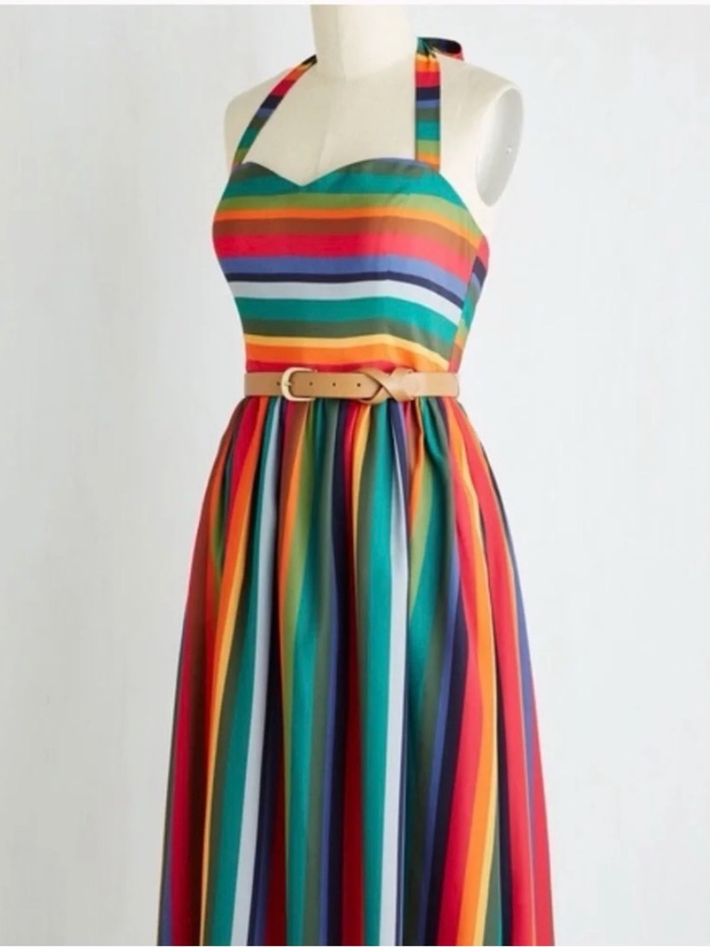 ModCloth My Zest Intentions Rainbow Sweatheart Halter Maxi Dress - M - Picture 2 of 9